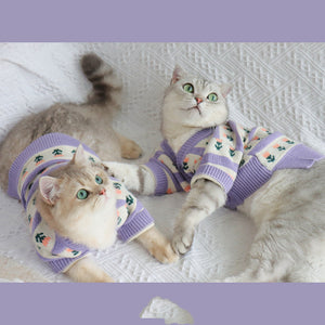 Retro Purple Flower Pet Sweater: A Must-Have for Your Furry Friends