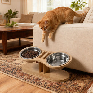 Adjustable Tilted Pet Stand With A Feeding Bowl: The Ultimate Feeding Solution for Your Furry Friends