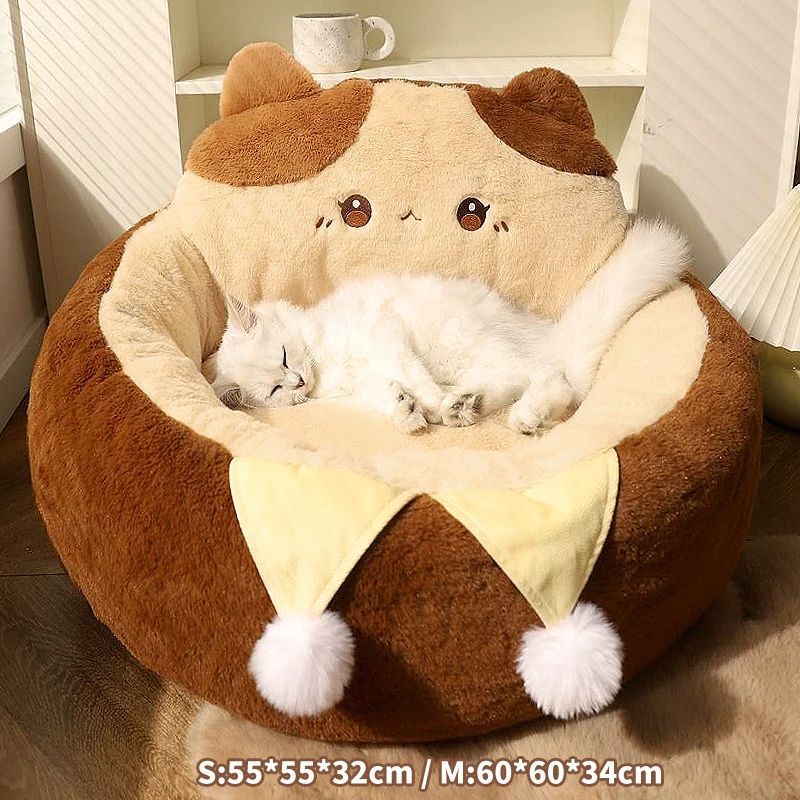 Round Winter-Soft Pet Bed for Cats & Dogs