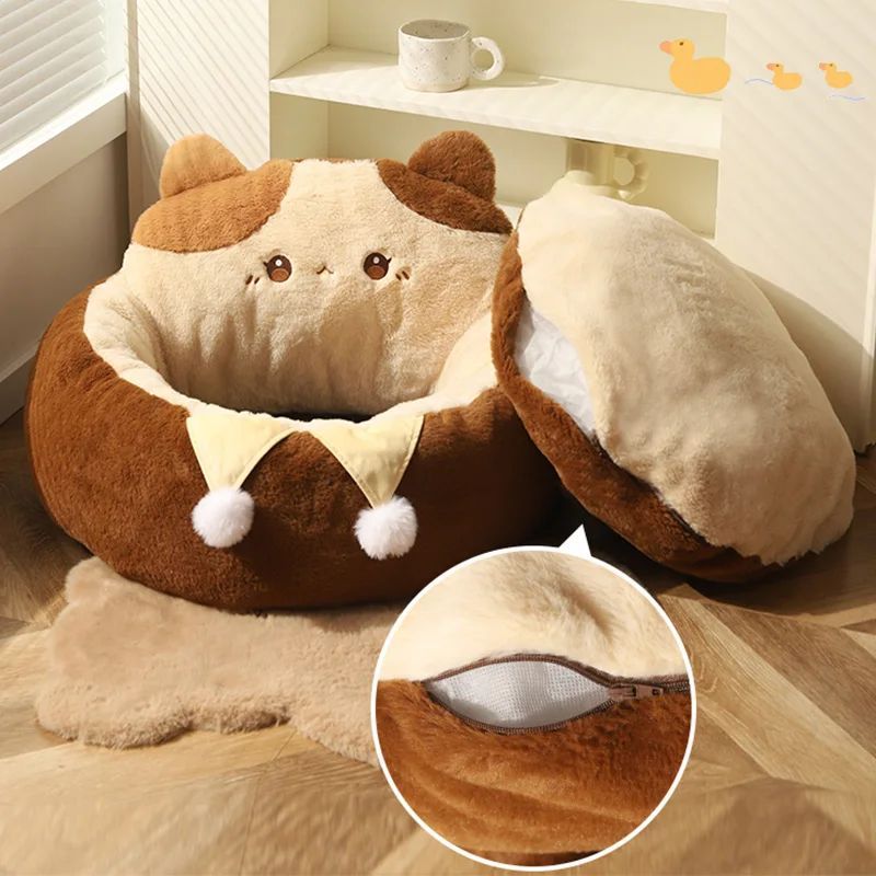 Round Winter-Soft Pet Bed for Cats & Dogs