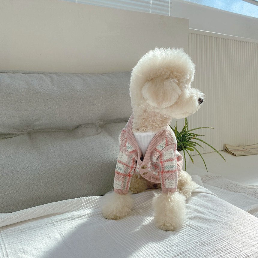 Korean Pink Winter Dog Sweater