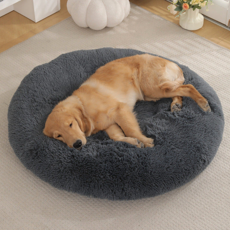 Round Plush Pet Bed for Cats & Dogs