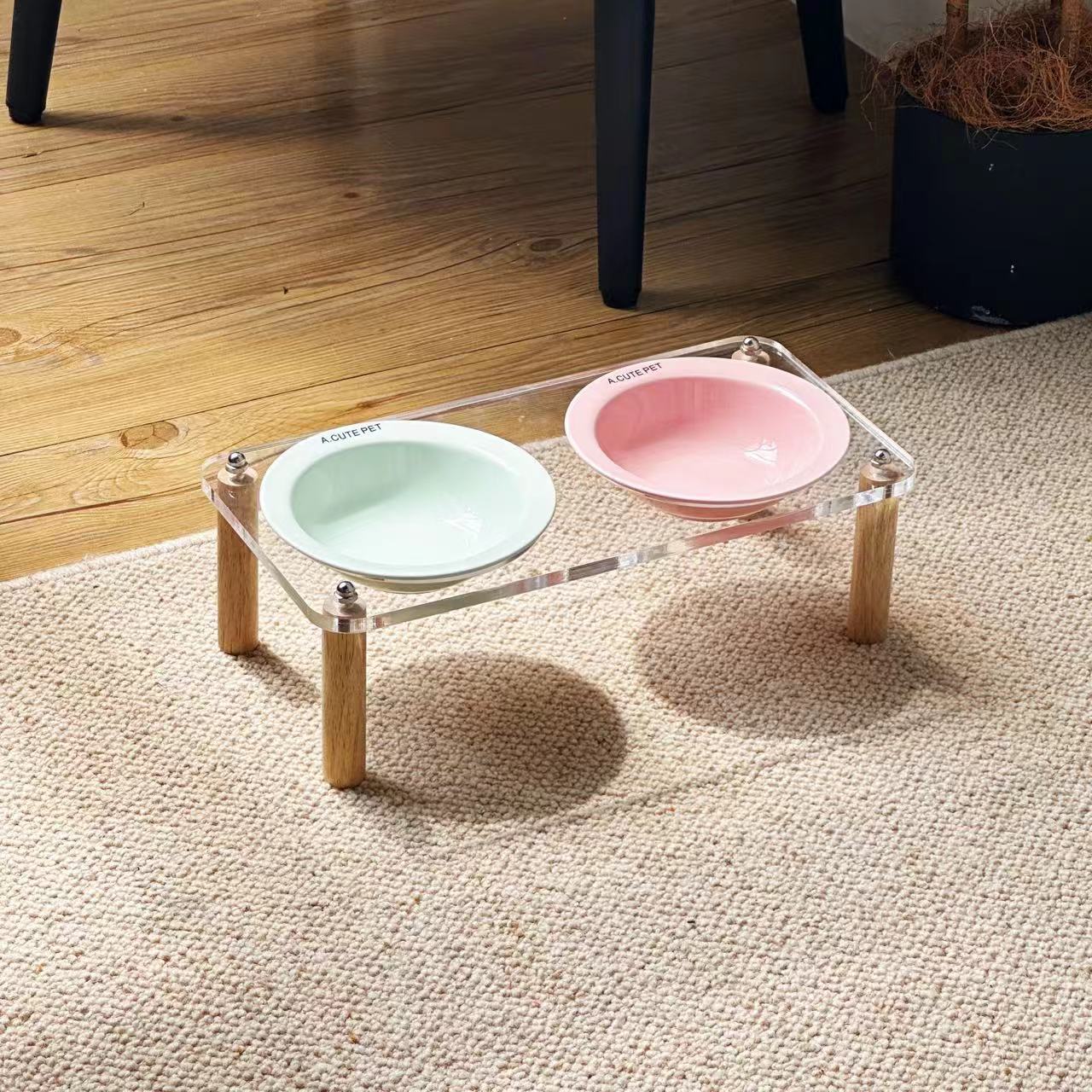 Anti-Tip Elevated Double Pet Bowl