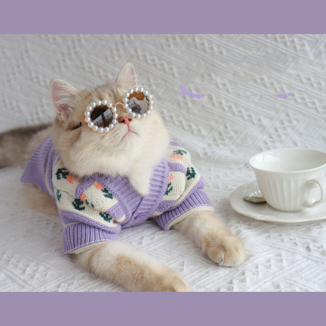 Retro Purple Flower Pet Sweater