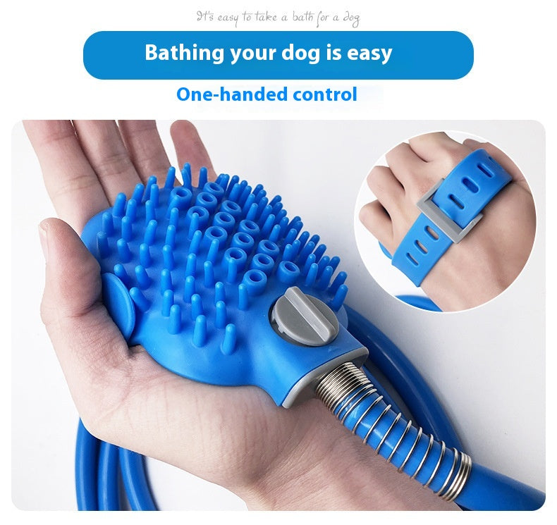 Pet Silicone Bathing Gloves with Handheld Massage Brush